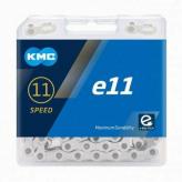 CADENA KMC E11T ESPECIAL BICICLETAS ELECTRICAS C/TRANSMISION 11V 136 ESLABONES COLOR PLATA NO DIRECCIONAL DURABILIDAD TRIPLE X PESO 272GRS