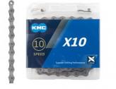 KMC X10 X 116 GRIS/GRIS EN CAJITA COMPATIBLE SHIMANO O CAMPAG O SRAM. ESLABON EN DOBLE X PARA UN DESVIADO MÁS RÁPIDO Y SUAVE. PESO 285GRS