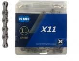 KMC X11 116 ESLABONES (COMPATIBLE SHIMANO/SRAM/CAMPAGNOLO 11 VELOC) GRIS/GRIS PUENTE X PARA UN DESVIADO MÁS SUAVE Y RÁPIDO. PESO 275GRS