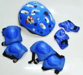 SET CASCO NIÑO+PROTEC CODOS+ RODILLAS+MUÑE ROJ/AZU/ROSA