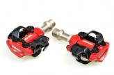 PEDAL MTB CON TRABA AWA NEGRO/ROJO SPD COMPATIBLE EJE DE CROMO CNC ROULEMAN SELLADO+DU PESO 345GRS EL PAR